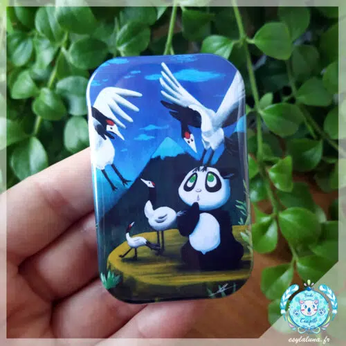Panda et Tsuru la Rencontre Badges Magnets – Magnet Rectangle