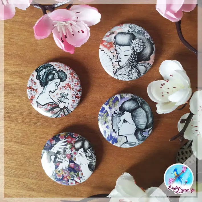 Geisha Lot Badges Japon