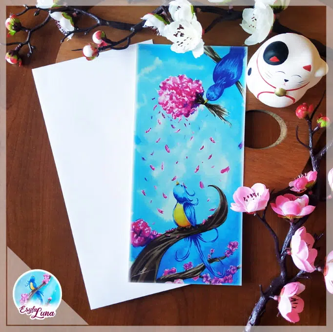 Bouquet de sentiments Carte postale Oiseaux Bleus