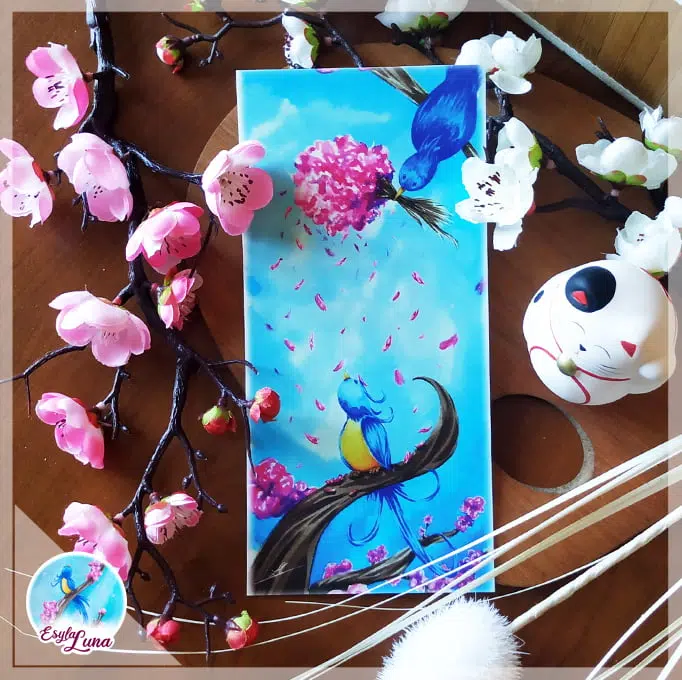 Bouquet de sentiments Carte postale Oiseaux Bleus