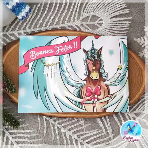 Pégase &lsquo;Joyeuses fêtes&rsquo;, Carte de Vœux