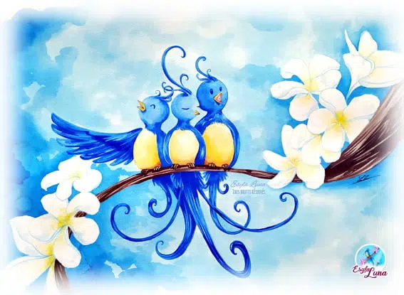 Galerie Oiseaux bleux Commandes personnalisées | Esyla Luna