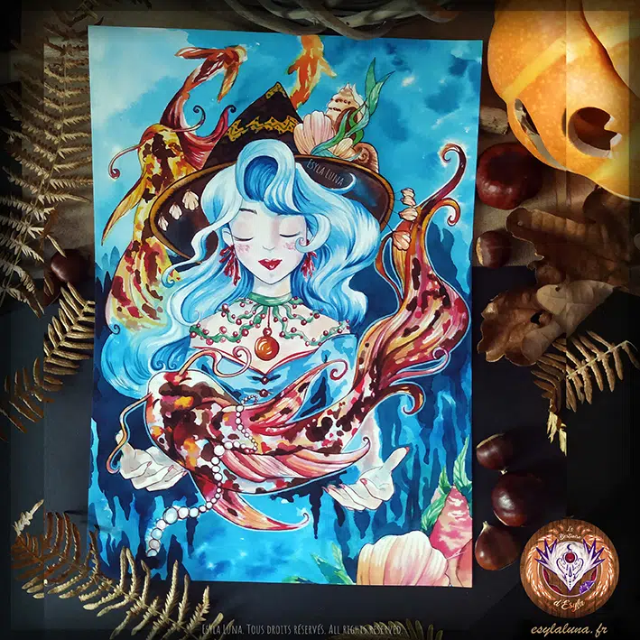 Aquarelle Sorcière de l'eau
