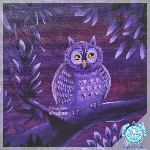 Hibou Nocturne, toile acrylique
