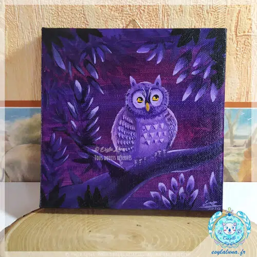 Hibou Nocturne, toile acrylique