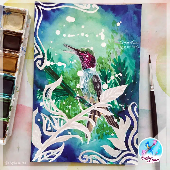 Voix, aquarelle colibri – Image 2