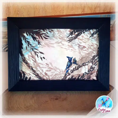 Cache-cache, aquarelle oiseau