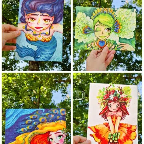 Cartes Sirènes Corail, Paon et Faune